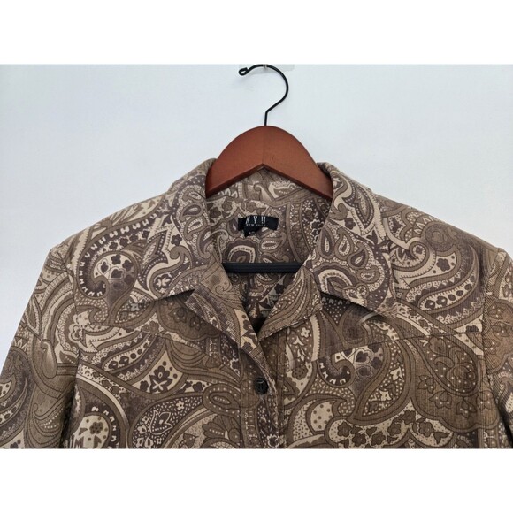 VTG NYU Shirt Womens 12 Brown Paisley Floral Boho Gypsy Button Y2K Goblincore - Picture 2 of 8